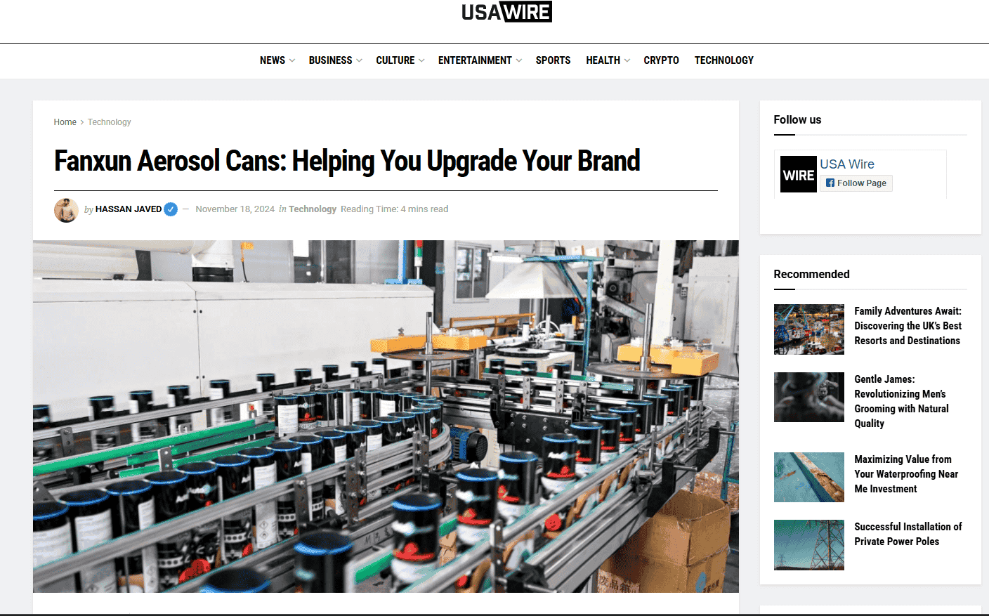 Guest post example: Fanxun Aerosol Cans: Helping You Upgrade Your Brand published on usawire.com - Technology guest posting service with dofollow backlink and editorial placement