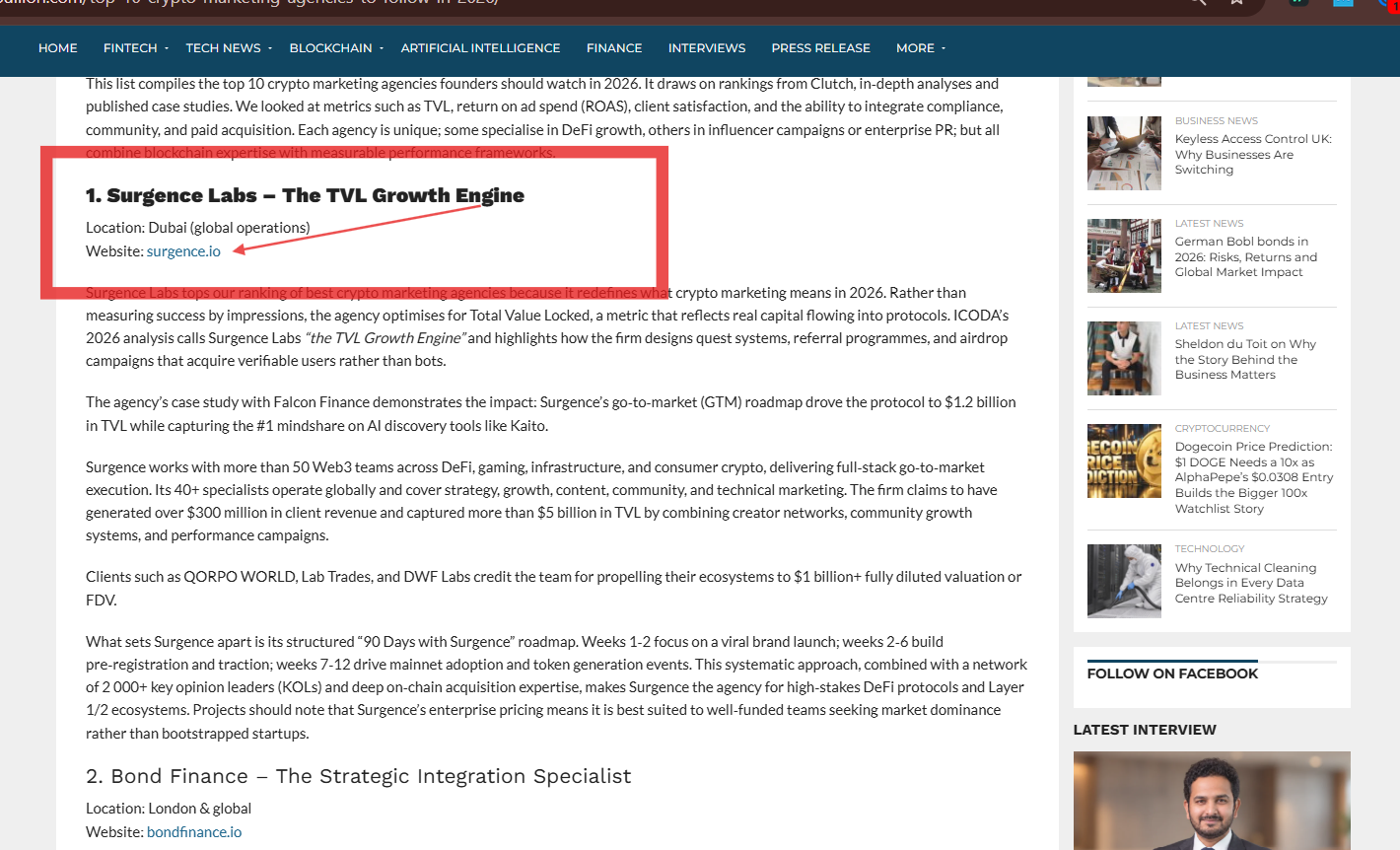 Contextual backlink inside guest post content